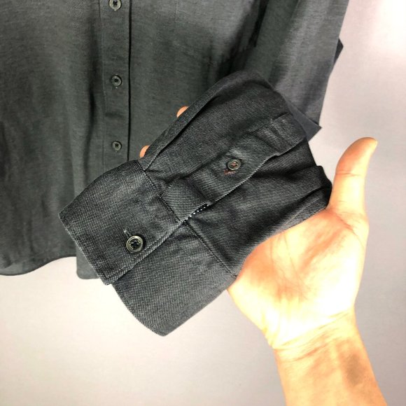 TED BAKER LONDON Broader Gray Pique Cotton Slim Fit Shirt Ted Size 7 - Picture 5 of 10